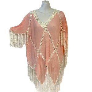 Baby Pink Fringed Cover Up